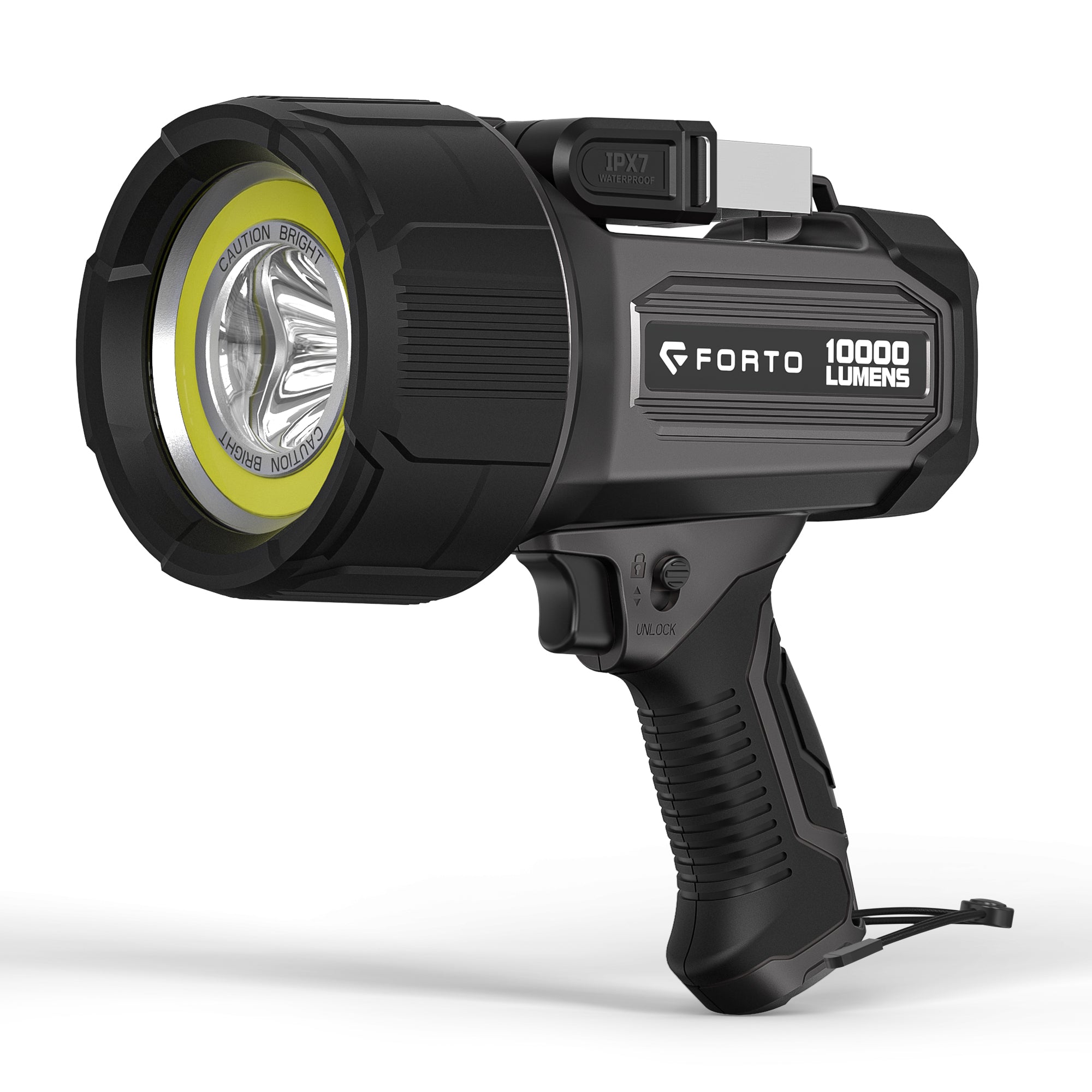 best bright work rechargable flashlight 10000LM Ultra Bright IPX7 Rechargeable Spotlight – FORTO