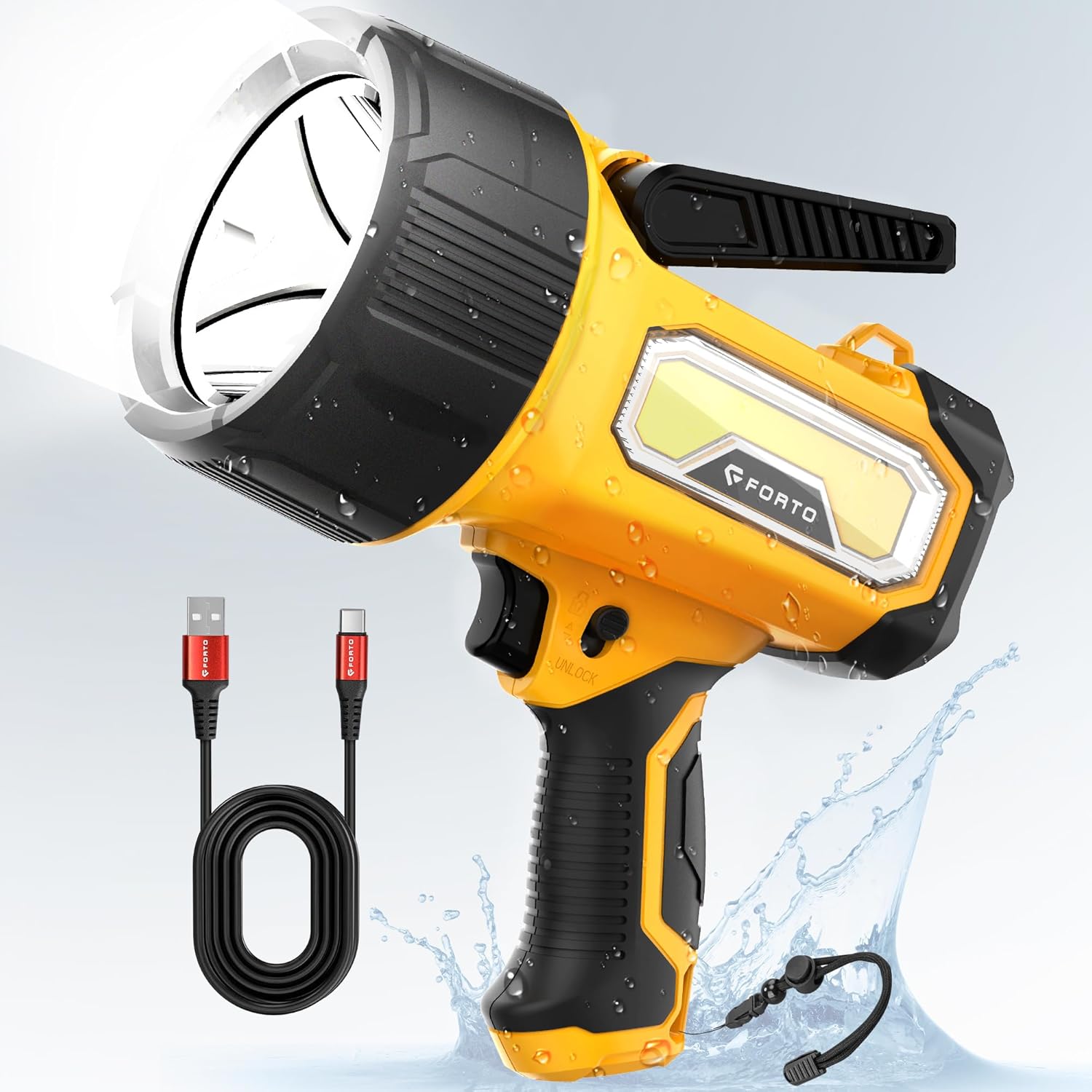 anlook rechargeable flashlight 2000LM IPX7 Rechargeable Spotlight – FORTO