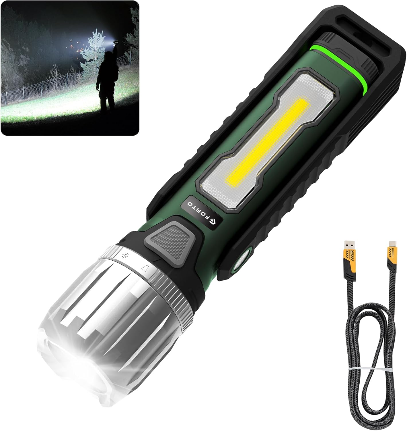 built in rechargeable flashlight pros and cons 2000LM Versatile IPX8 Rechargeable Led Work Light – FORTO