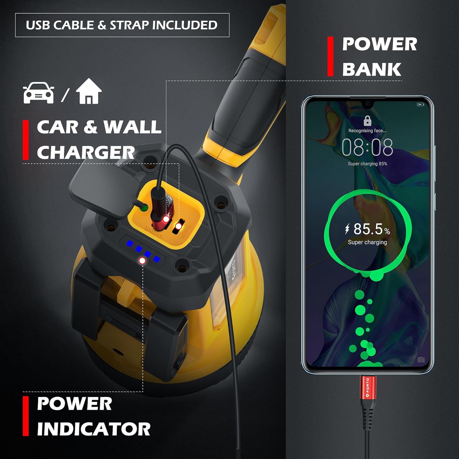 2000LM IPX7 Rechargeable Spotlight