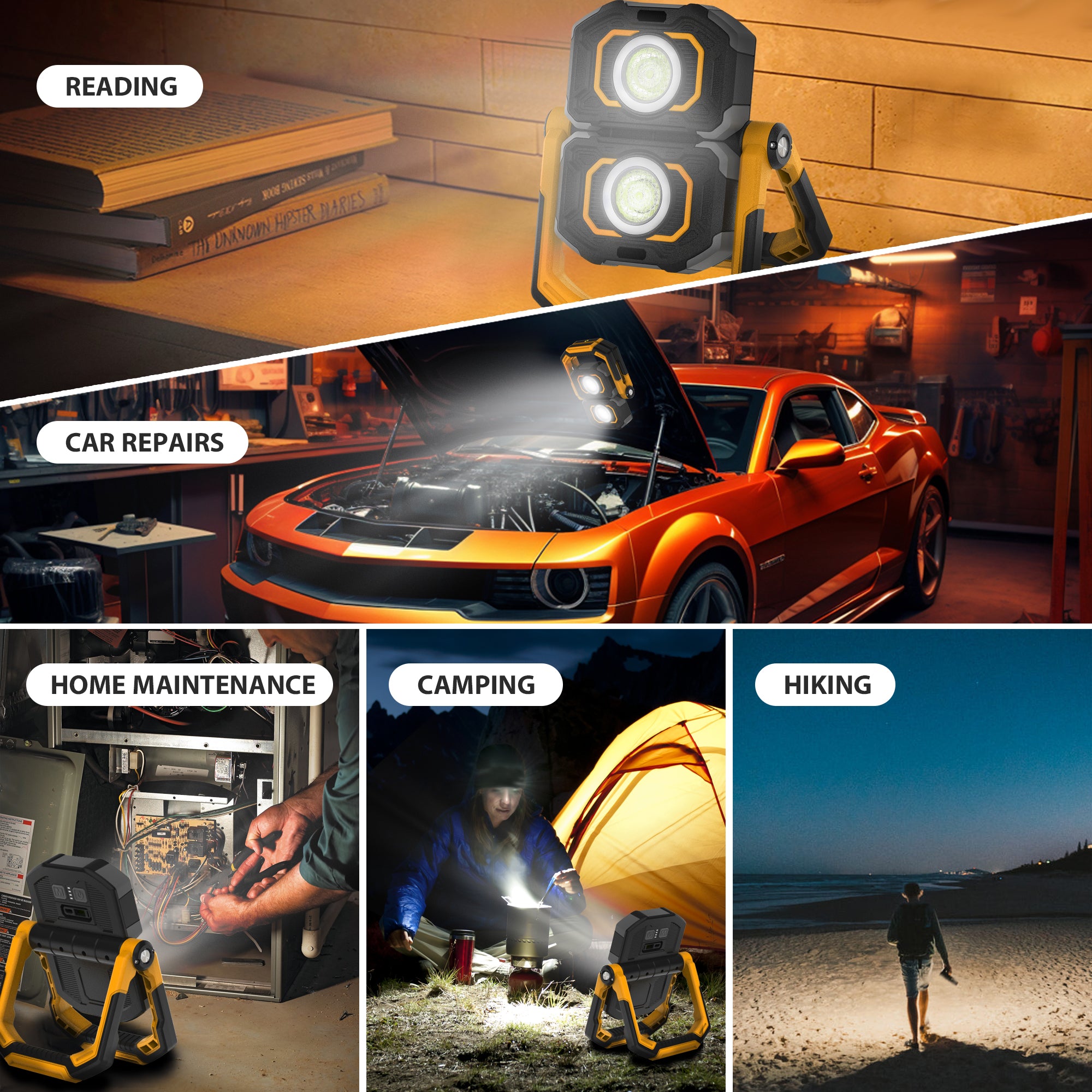 2000LM IP67 2 COB Rechargeable Work Light